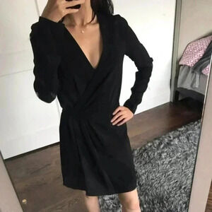 Mauro Grifoni Designer Italian Black Crepe Wrap Dress